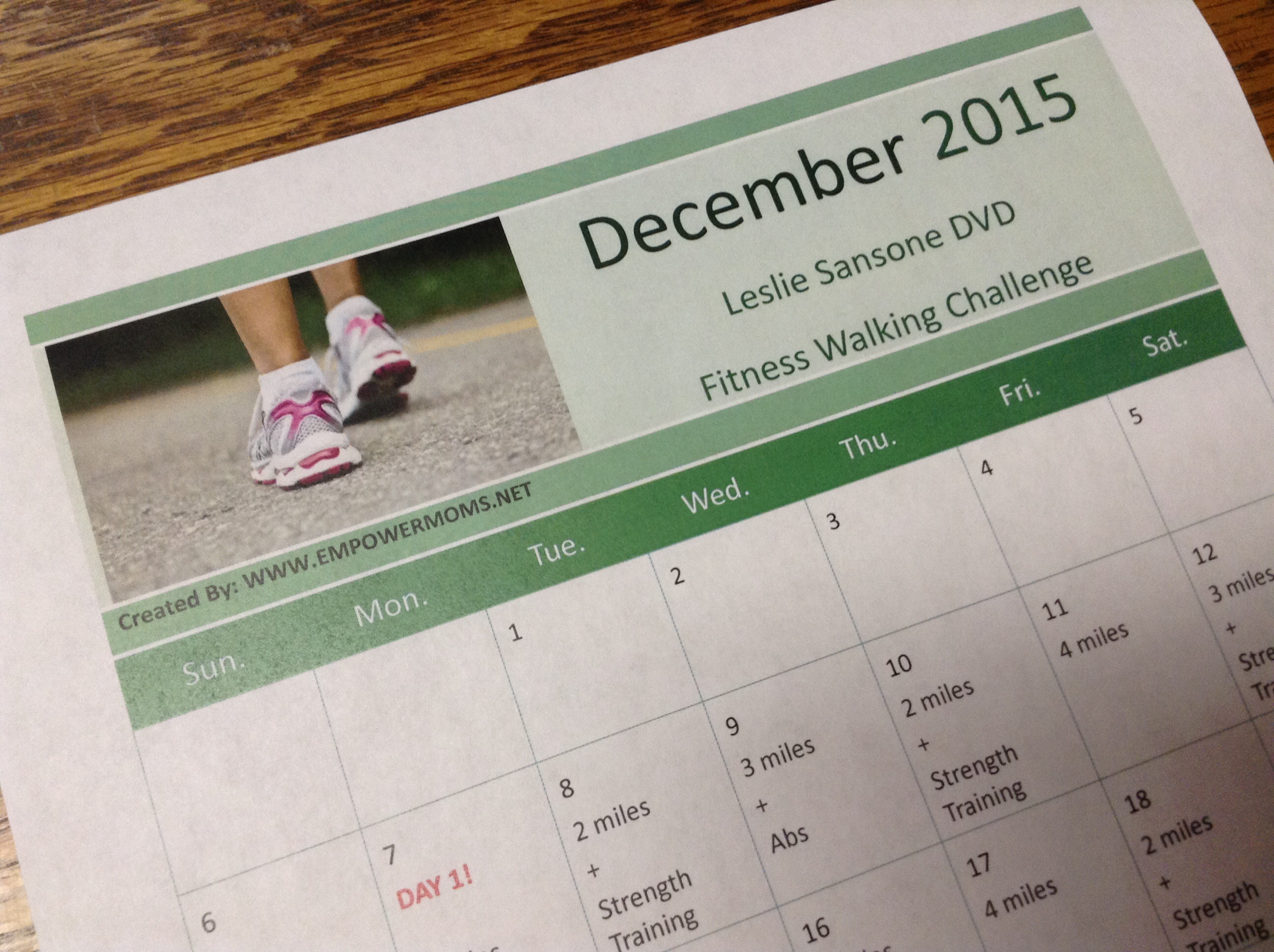 15 day Leslie Sansone Fitness Walking December Challenge EmpowerMoms