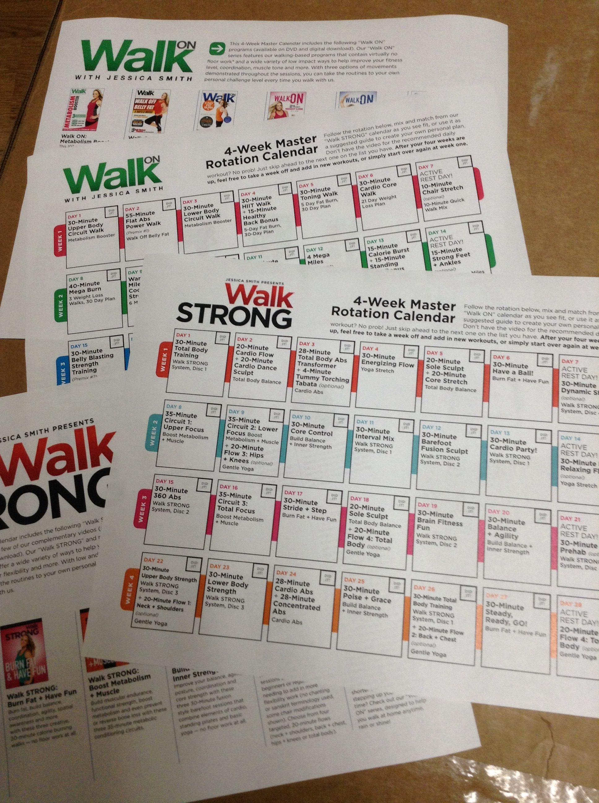 WALK ON and WALK STRONG Master Rotation Calendars by Jessica Smith